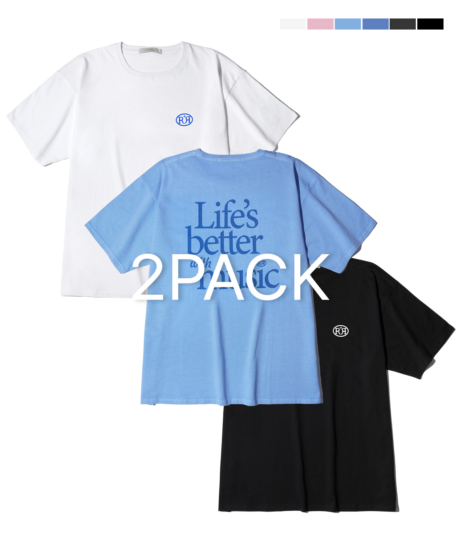 [2PACK] Music printing T-shirt_6 COLOR