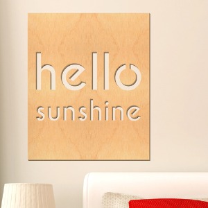 [나무자전거] 우드스티커[DB] 레터링 hello sunshine A75(반제품나무소재입체월데코), 나무자전거