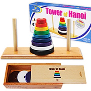 러닝스텝 원목 컬러 하노이탑 9단 Tower of Hanoi Color 원목 보관함