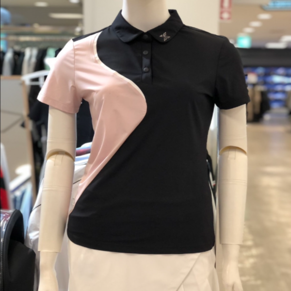 [GSH] JDX 여성여름 아이스샷 물결 절개 배색 반팔 티셔츠 X1TSU6570