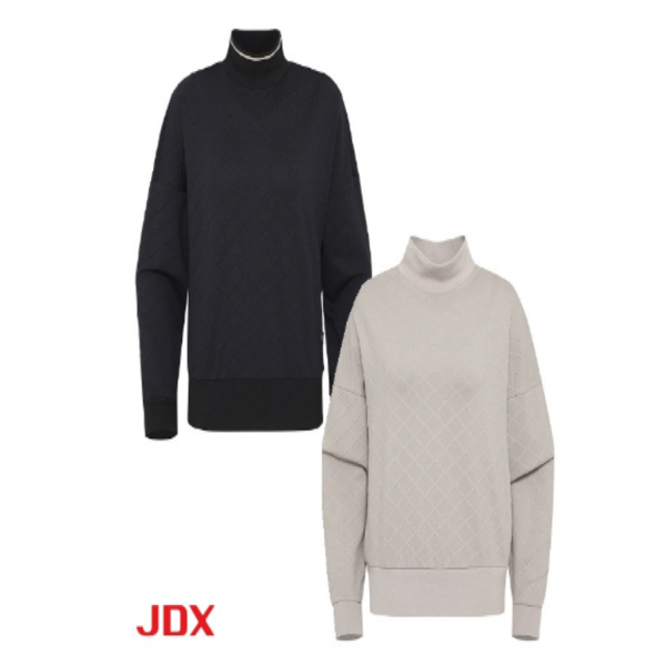 [GSH] JDX 여성 아가일 자카드 루즈핏 하이넥 티셔츠 X2TLU7450