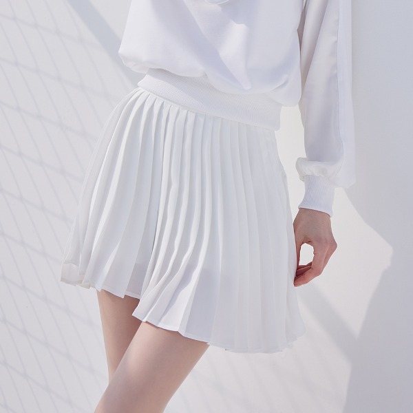 [JJA] 제이제인 언발 쉬폰 플리츠 스커트 Unbalanced Chiffon Pleats Skirt (White) J197SK01WH