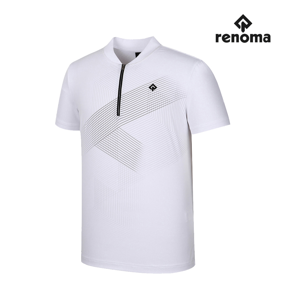 [레노마골프] 남성 앞판 패턴 반집업 반팔 티셔츠 RMTHJ2112-100