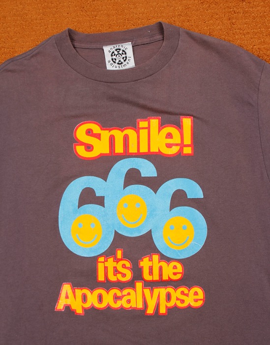 90&#039;s anarchic adjustment Smile 666 Vintage  T-Shirt ( Made in U.S.A. , L size )