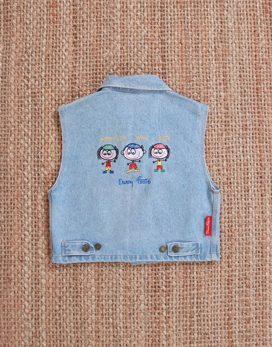 Danny First USA Cropped Denim  Vest ( MADE IN U.S.A, S size )