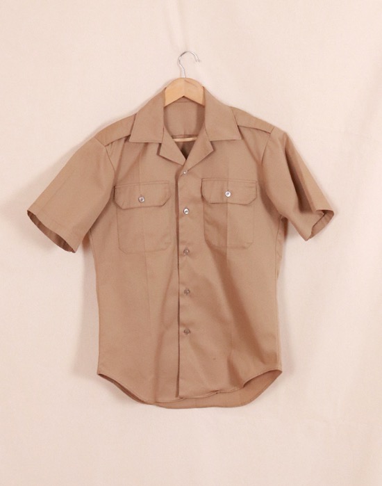 1977&#039;s  US ARMY TAN 445 UNIFORM DRESS SHORT SLEEVE SHIRT ( Made in U.S.A. , S size )