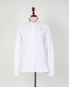 LACOSTE WHITE PIQUE SHIRT ( MADE IN JAPAN, M size )