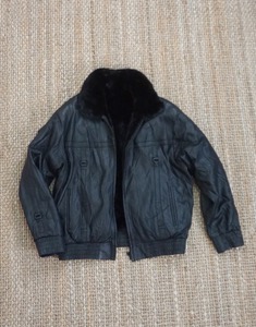 Vintage Unknown Leather Jacket ( U.S.A. , Mink Fur lining , 95 size  )