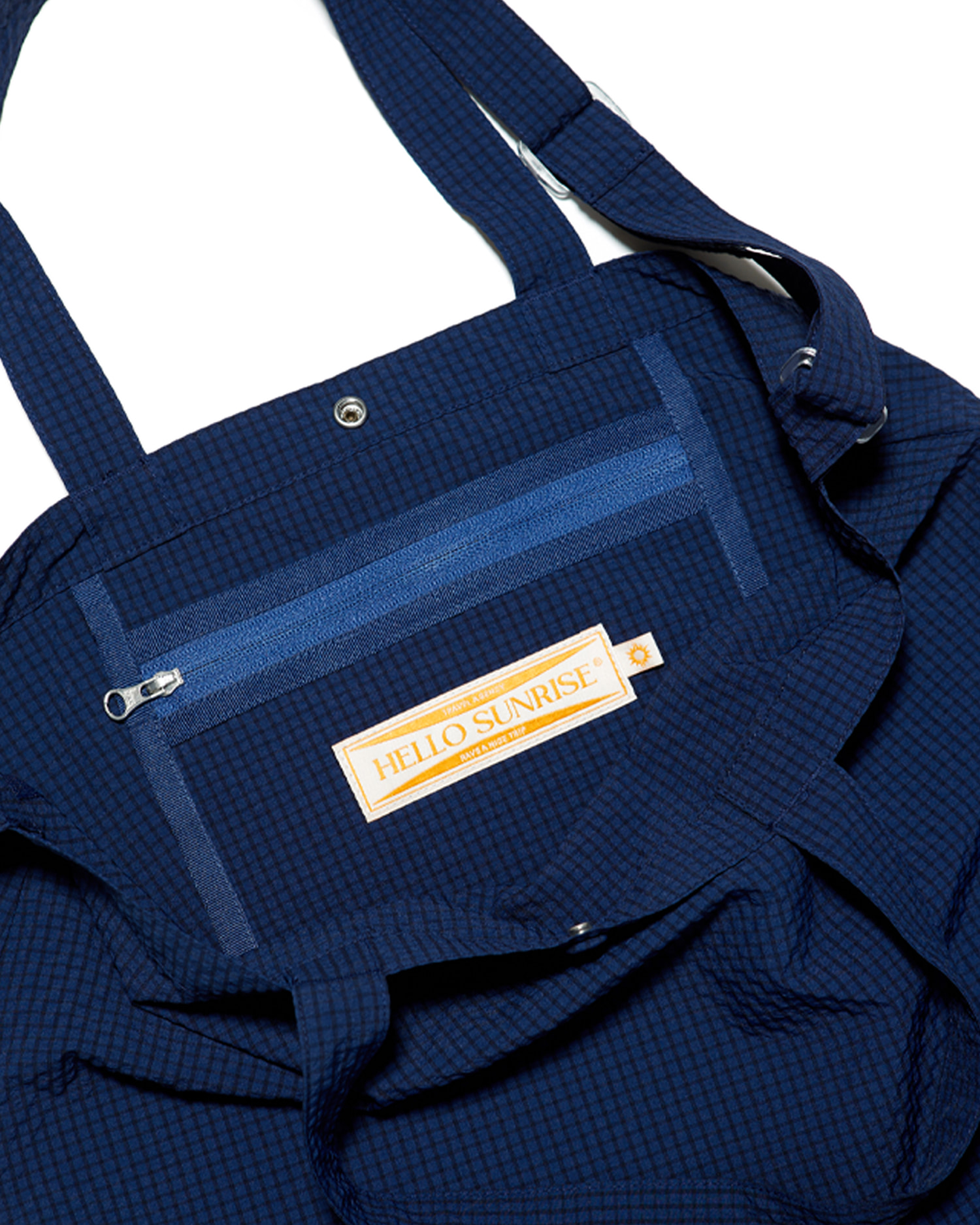 【HELLO SUNRISE】 HS Graphic Cotton Bag / 追跡付 HS 2way Bag_Navy Check - Hello Sunrise