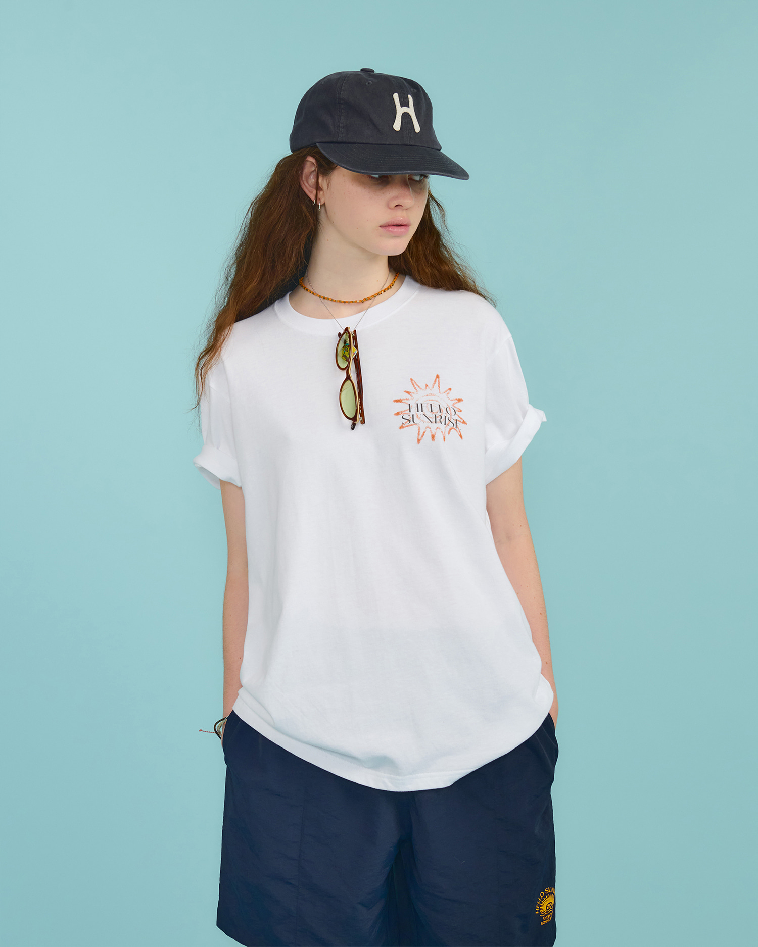 HS Sunburst Icon Tee _White - Hello Sunrise