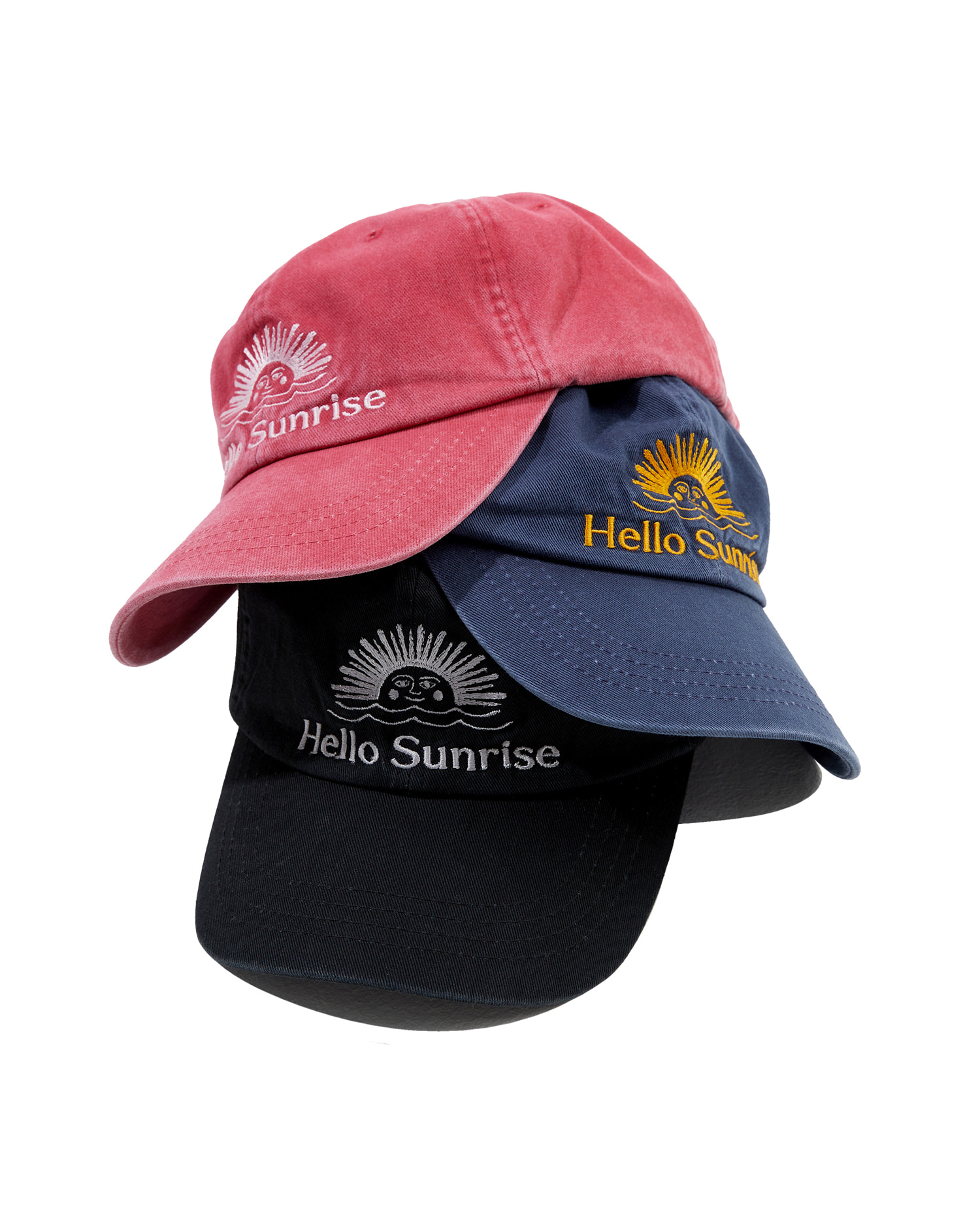 ★Hello Sunrise★ Washed OG Logo Ball Cap_Coral Pink HELLO SUNRISE Washed OG Logo Ball Cap Coral Pink
