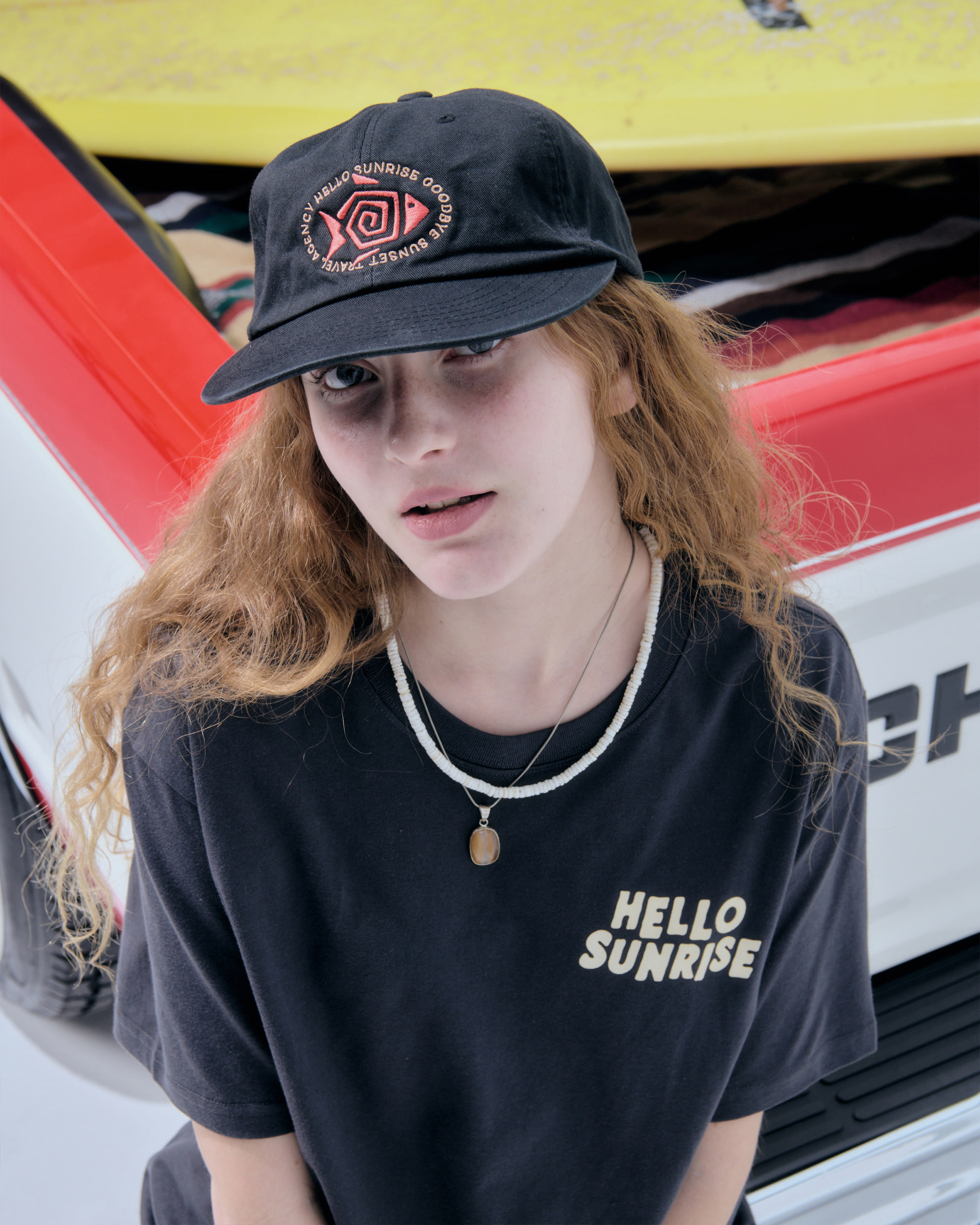 【HELLO SUNRISE】 Fish Logo Relaxed Fit 5Panel Cap /追跡付 헬로선라이즈