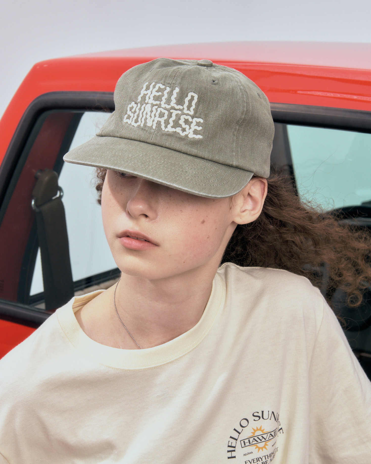 【Hello Sunrise】Washed Doodle Typo Relaxed Fit 6Panel Cap Washed Doodle Typo Relaxed Fit 6Panel Cap_Charcoal - Hello