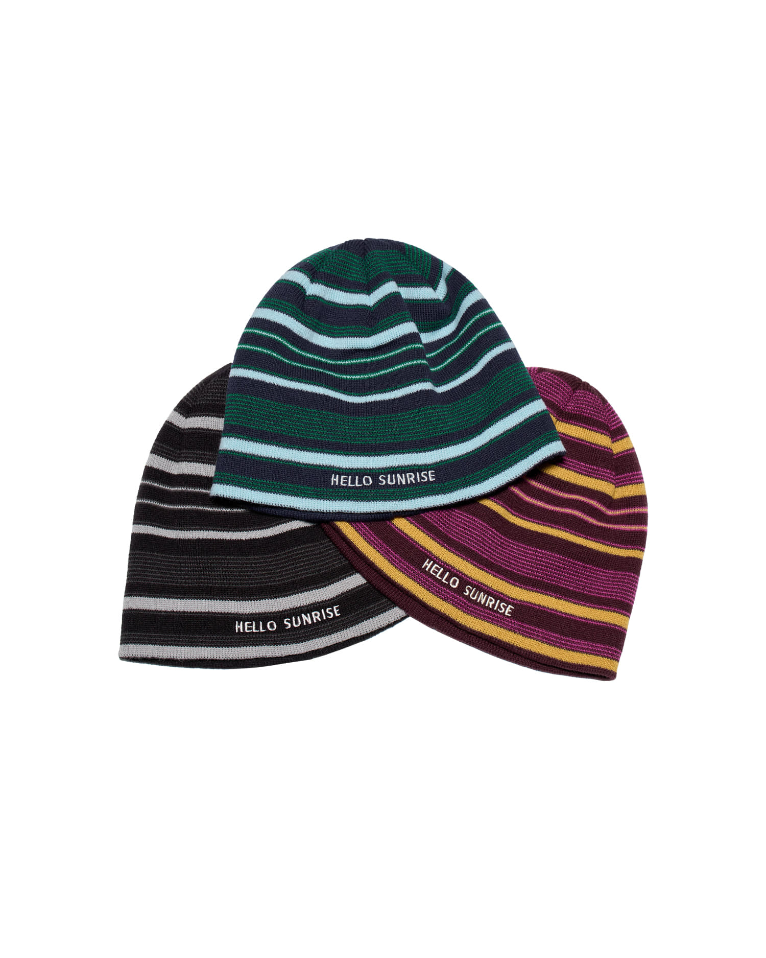 【HELLO SUNRISE】 Multi Stripe Beanie / 追跡付 Multi Stripe Beanie_Black - Hello Sunrise