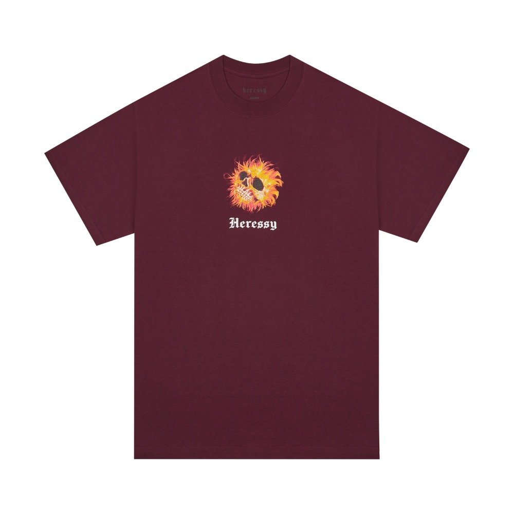 FLAME SKULL TEE BURGUNDY