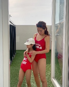 [2XL - 레드 바배] red color couple swimwear