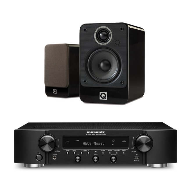 Q Acoustics(큐어쿠스틱) 2020i 하이그로시 북쉘프 스피커  + Marantz (마란츠) NR1200 네트워크 스테레오 리시버 하이파이 패키지