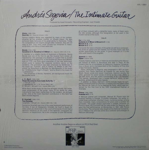 The Intimate Guitar-Andres Segovia, His Last Recording (오리지널 미개봉반 중고 수입 오리지널 아날로그 LP