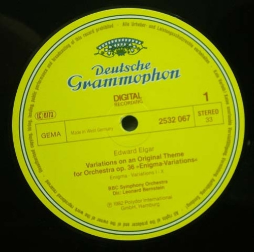 Elgar-Enigma Variations 외-Bernstein Original 1st German issue 중고 수입 오리지널 아날로그 LP