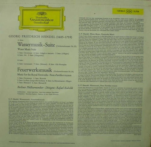 Handel- Water Music/ Fire Music - Rafael Kubelik (오리지널 미개봉반) 중고 수입 오리지널 아날로그 LP