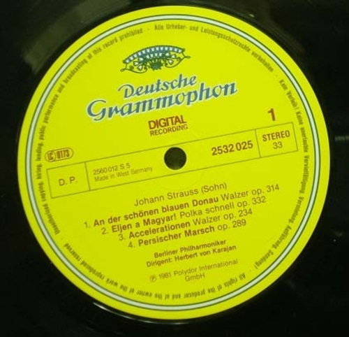 Strauss-The Blue Danube 외- Karajan 중고 수입 오리지널 아날로그 LP
