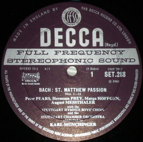 Bach- Matthaus Passion - Karl Munchinger 4LP