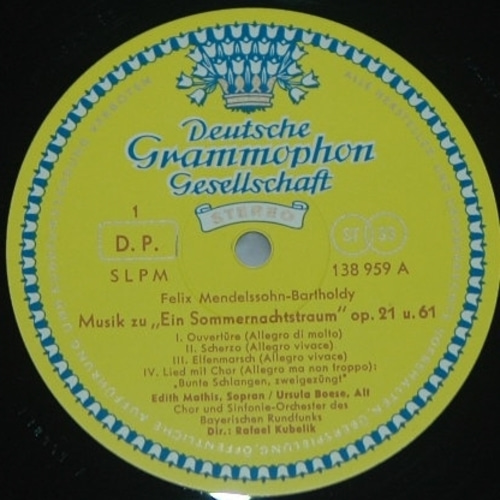 Mendelssohn- A Midsummer Night&#039;s Dream - Rafael Kubelik 중고 수입 오리지널 아날로그 LP
