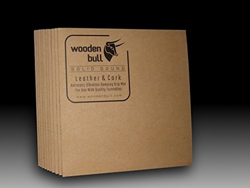 Wooden Bull 가죽 + 코르크 적층 최고급 매트 (연한 브라운 색상) Leather &amp; Cork Audiophile Turntable Mat