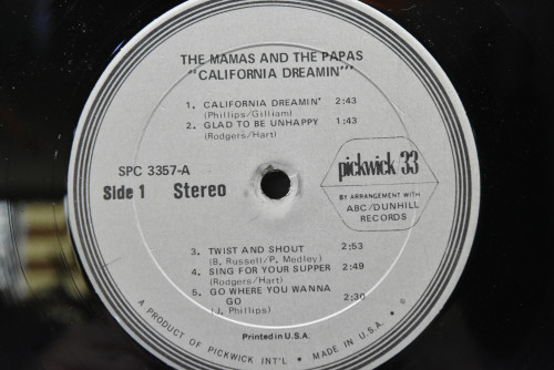 The Mamas&amp; The Papas - California Dreamin ㅡ 중고 수입 오리지널 아날로그 LP