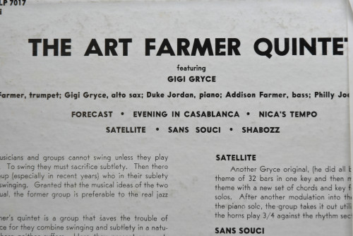 Art Farmer Quartet Featuring Gigi Gryce [아트 파머, 지지 그라이스] - Art Farmer Quartet Featuring Gigi Gryce - 중고 수입 오리지널 아날로그 LP