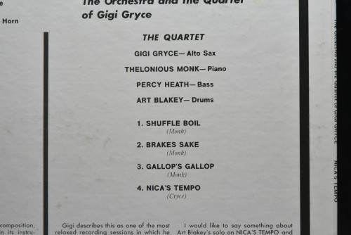 Gigi Gryce, Horace Silver, Thelonious Monk, Oscar Pettiford, Cecil Payne, Art Blakey, Percy Heath, Kenny Clarke, Julius Watkins, Art Farmer And Ernestine Anderson - Nica&#039;s Tempo - 중고 수입 오리지널 아날로그 LP