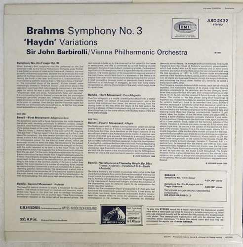 Brahms-Symphony No.3 /Haydn Variations- John Barbirolli