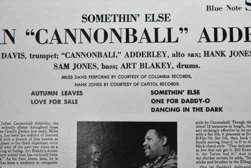 Cannonball Adderley [캐논볼 애덜리] ‎- Somethin&#039; Else - 중고 수입 오리지널 아날로그 LP