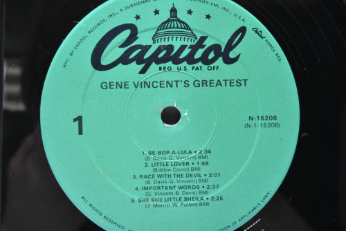 Gene Vincent [진 빈센트] - Gene Vincent&#039;s Greatest ㅡ 중고 수입 오리지널 아날로그 LP