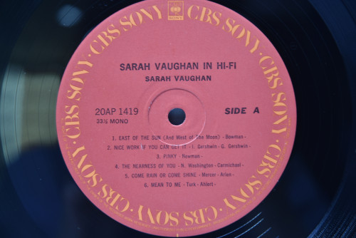 Sarah Vaughan [사라 본] ‎- Sarah Vaughan In Hi-Fi - 중고 수입 오리지널 아날로그 LP