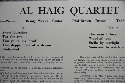 Al Haig Quartet [알 헤이그] ‎- Al Haig Quartet - 중고 수입 오리지널 아날로그 LP