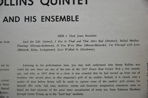 Sonny Rollins Quintet, Thad Jones And His Ensemble [소니 롤린스, 태드 존스] ‎- Sonny Rollins Plays  - 중고 수입 오리지널 아날로그 LP