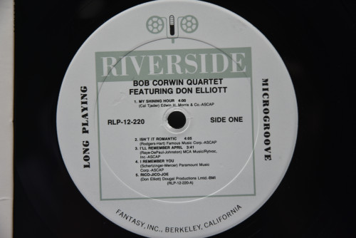 The Bob Corwin Quartet, Don Elliott [밥 코윈, 돈 엘리엇] - The Bob Corwin Quartet Featuring The Trumpet of Don Elliott  - 중고 수입 오리지널 아날로그 LP
