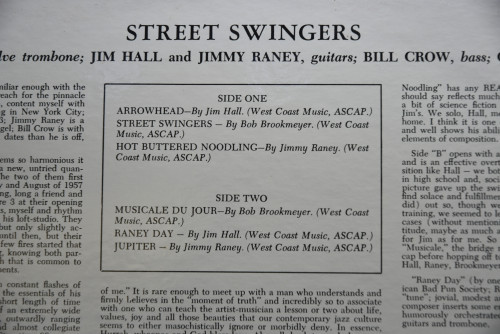 Brookmeyer / Hall / Raney [밥 브룩메이어, 짐 홀, 지미 레이니] ‎- The Street Swingers - 중고 수입 오리지널 아날로그 LP