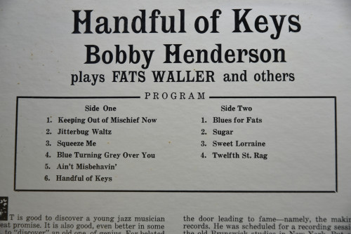 Bobby Henderson [바비 핸더슨] - Handful Of Keys  - 중고 수입 오리지널 아날로그 LP