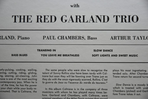 John Coltrane With The Red Garland Trio [존 콜트레인, 레드 갈란드]‎ - Traneing In - 중고 수입 오리지널 아날로그 LP