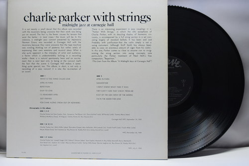 Charlie Parker With Strings [찰리 파커] ‎- Midnight Jazz At Carnegie Hall - 중고 수입 오리지널 아날로그 LP