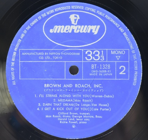 Clifford Brown and Max Roach [클리포드 브라운 / 맥스 로치]‎ - Brown And Roach Incorporated - 중고 수입 오리지널 아날로그 LP