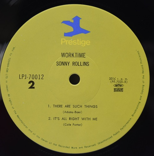 Sonny Rollins [소니 롤린스]‎ - Worktime - 중고 수입 오리지널 아날로그 LP