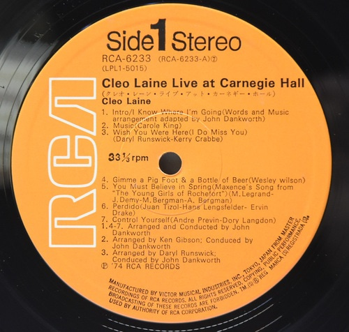 Cleo Laine [클리오 레인] - Cleo Laine Live!!! At Carnegie Hall - 중고 수입 오리지널 아날로그 LP