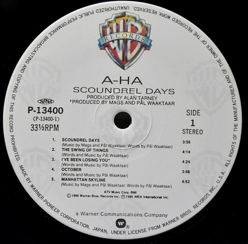 a-ha [아하] - Scoundrel Days ㅡ 중고 수입 오리지널 아날로그 LP