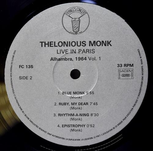 Thelonious Monk [델로니어스 몽크]‎ – Thelonious Monk Live in Paris, Alhambra, 1964 Vol.1 - 중고 수입 오리지널 아날로그 LP