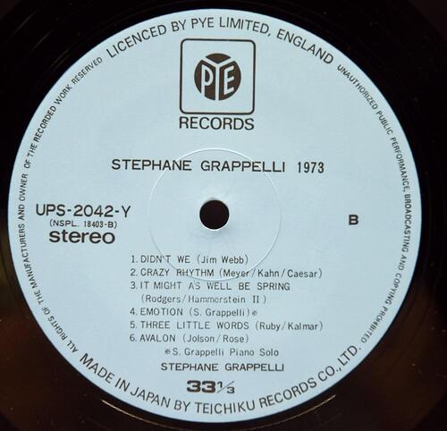 Stéphane Grappelli [스테판 그라펠리] – 1973 - 중고 수입 오리지널 아날로그 LP