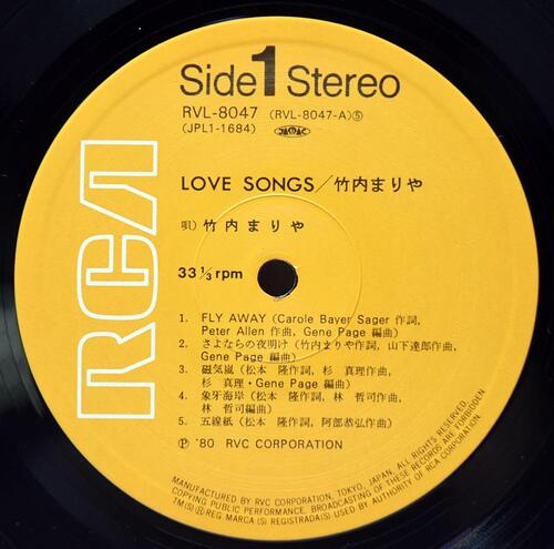 Mariya Takeuchi [타케우치 마리야] – Love Songs ㅡ 중고 수입 오리지널 아날로그 LP