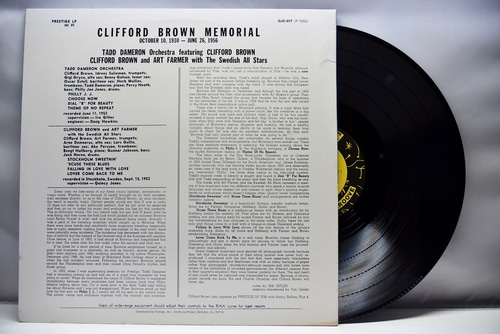 Clifford Brown [클리포드 브라운]‎ - Memorial - 중고 수입 오리지널 아날로그 LP